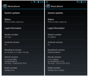 Android 4.3 on Google Play Edition HTC one and SGG4